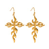 Stainless Steel Geometric Cross Women's Earrings With Electroplating