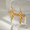 Stainless Steel Geometric Cross Women's Earrings With Electroplating