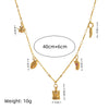 Stainless Steel Geometric Crown Wings Pendant Necklace With Vacuum Plated 18K Gold Color
