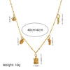 Stainless Steel Geometric Crown Wings Pendant Necklace With Vacuum Plated 18K Gold Color