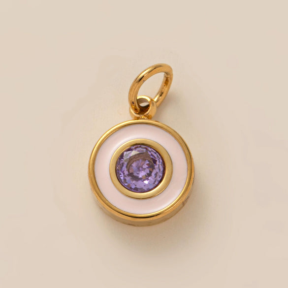 Stainless Steel Geometric Crystal Pendant With Vacuum Plating In 18K Gold Color
