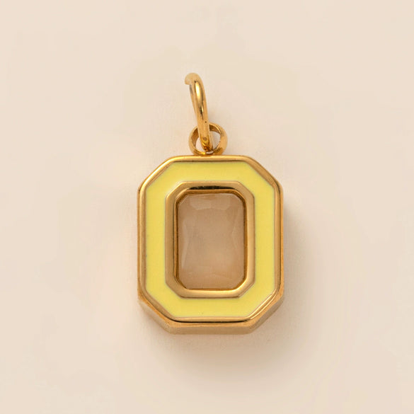 Stainless Steel Geometric Crystal Pendant With Vacuum Plating In 18K Gold Color