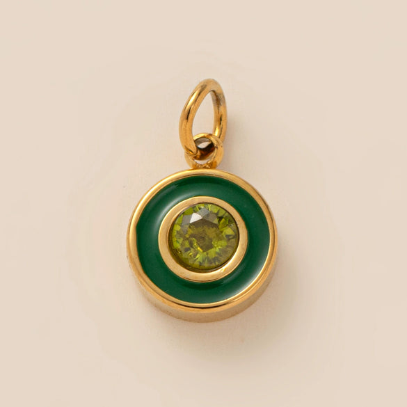 Stainless Steel Geometric Crystal Pendant With Vacuum Plating In 18K Gold Color