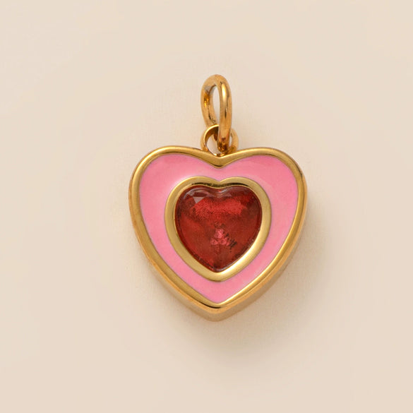 Stainless Steel Geometric Crystal Pendant With Vacuum Plating In 18K Gold Color