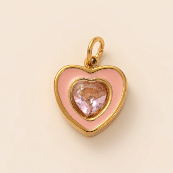Stainless Steel Geometric Crystal Pendant With Vacuum Plating In 18K Gold Color