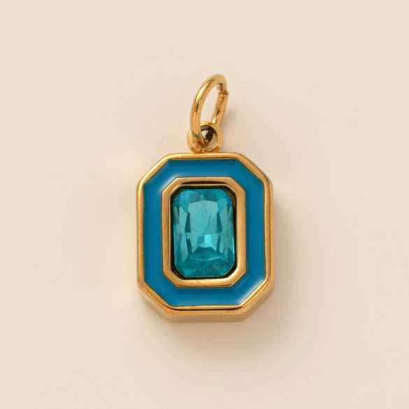 Stainless Steel Geometric Crystal Pendant With Vacuum Plating In 18K Gold Color