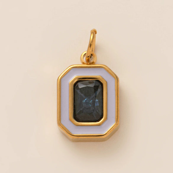 Stainless Steel Geometric Crystal Pendant With Vacuum Plating In 18K Gold Color