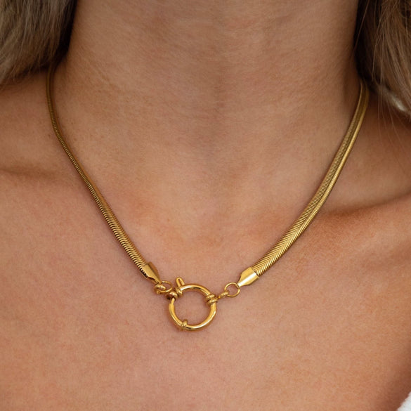 Stainless Steel Geometric Crystal Pendant With Vacuum Plating In 18K Gold Color