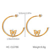 Stainless Steel Geometric Cshaped Butterfly Heart Fivepointed Star Earrings Jewelry Electroplated