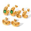 Stainless Steel Geometric Cshaped Earrings Inlaid With Zircon