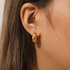 Stainless Steel Geometric Cshaped Earrings Inlaid With Zircon