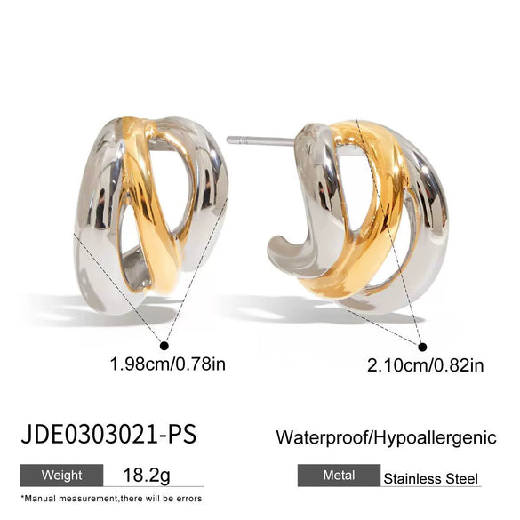 Stainless Steel Geometric Cshaped Electroplated Highend Stud Earrings For Women