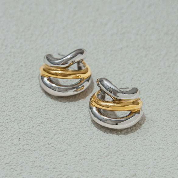 Stainless Steel Geometric Cshaped Electroplated Highend Stud Earrings For Women