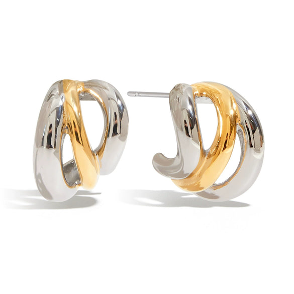 Stainless Steel Geometric Cshaped Electroplated Highend Stud Earrings For Women