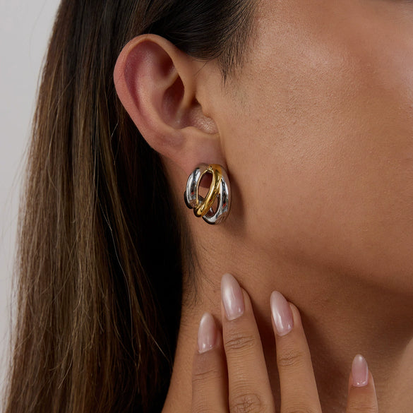 Stainless Steel Geometric Cshaped Electroplated Highend Stud Earrings For Women