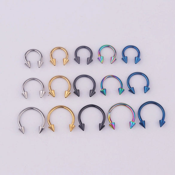 Stainless Steel Geometric Cshaped Horseshoe Body Puncture Ring Electroplated Jewelry