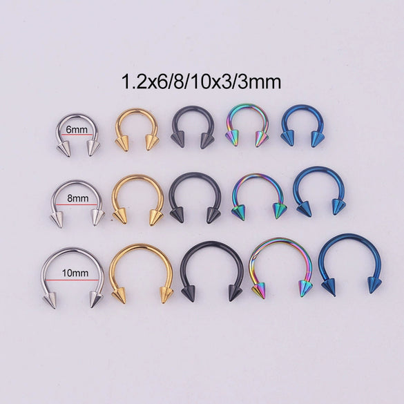 Stainless Steel Geometric Cshaped Horseshoe Body Puncture Ring Electroplated Jewelry