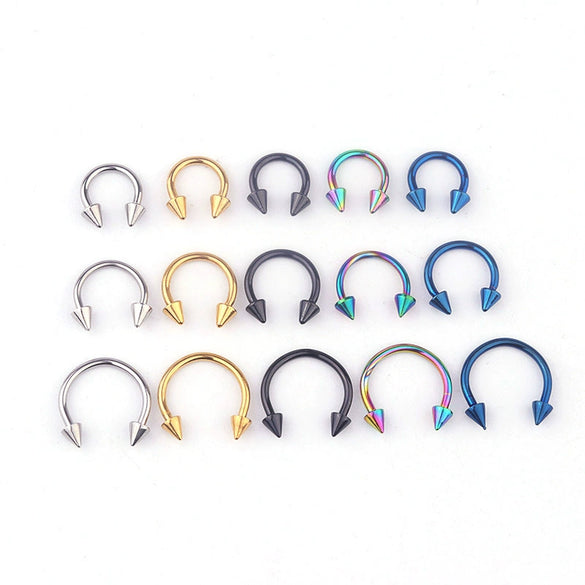 Stainless Steel Geometric Cshaped Horseshoe Body Puncture Ring Electroplated Jewelry