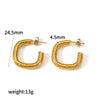 Stainless Steel Geometric Cshaped Minimalist Real Gold Plated Earrings For Women