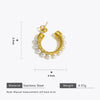 Stainless Steel Geometric Cshaped Pearl Earrings For Women