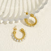 Stainless Steel Geometric Cshaped Pearl Earrings For Women