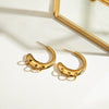 Stainless Steel Geometric Cshaped Ring Buckle Earrings With Electroplating Design