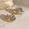Stainless Steel Geometric Cshaped Threelayer Earrings With Electroplating French Retro Style Women's Jewelry
