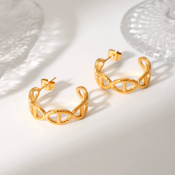 Stainless Steel Geometric Cshaped Women's Electroplated Earrings