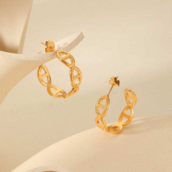 Stainless Steel Geometric Cshaped Women's Electroplated Earrings