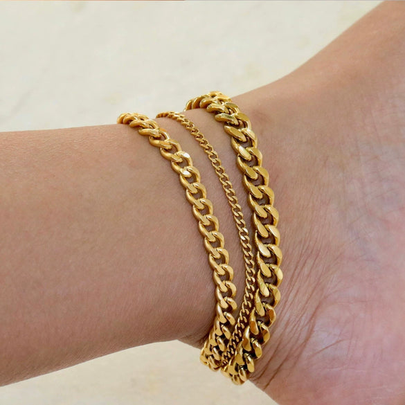 Stainless Steel Geometric Cuban Anklet Set With Vacuum Electroplated Non Fading Finish Simple Fashion Foot Jewelry For Unisex
