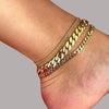 Stainless Steel Geometric Cuban Anklet Set With Vacuum Electroplated Non Fading Finish Simple Fashion Foot Jewelry For Unisex