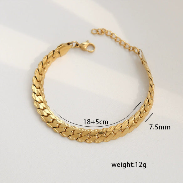 Stainless Steel Geometric Cuban Bracelet Electroplated Jewelry For Ladies And Unisex