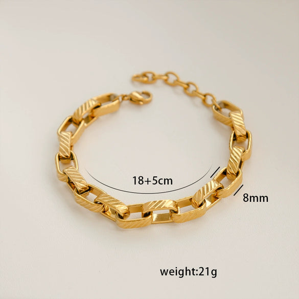 Stainless Steel Geometric Cuban Bracelet Electroplated Jewelry For Ladies And Unisex