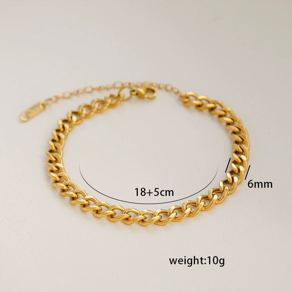 Stainless Steel Geometric Cuban Bracelet Electroplated Jewelry For Ladies And Unisex