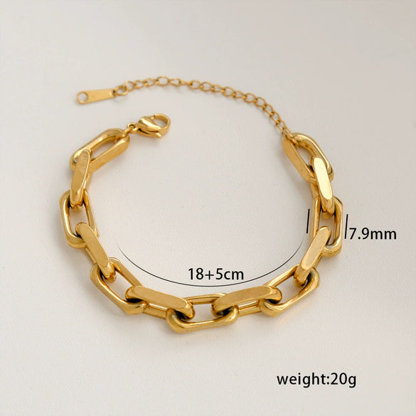 Stainless Steel Geometric Cuban Bracelet Electroplated Jewelry For Ladies And Unisex