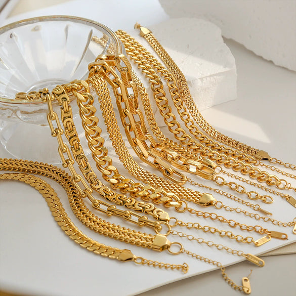 Stainless Steel Geometric Cuban Bracelet Electroplated Jewelry For Ladies And Unisex