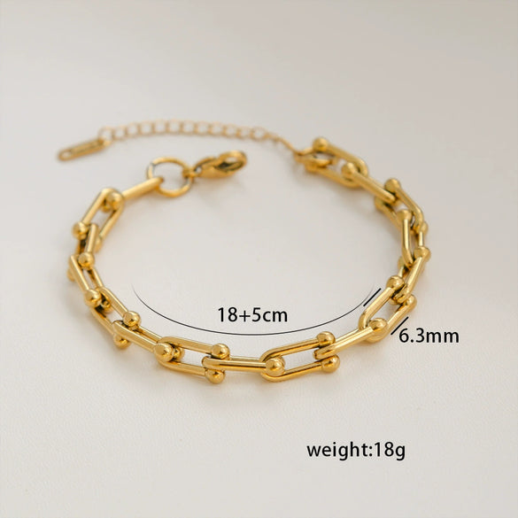 Stainless Steel Geometric Cuban Bracelet Electroplated Jewelry For Ladies And Unisex