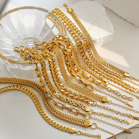 Stainless Steel Geometric Cuban Bracelet Electroplated Jewelry For Ladies And Unisex