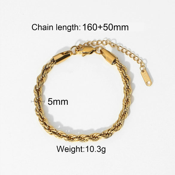 Stainless Steel Geometric Cuban Bracelet For Women With Electroplating Treatment