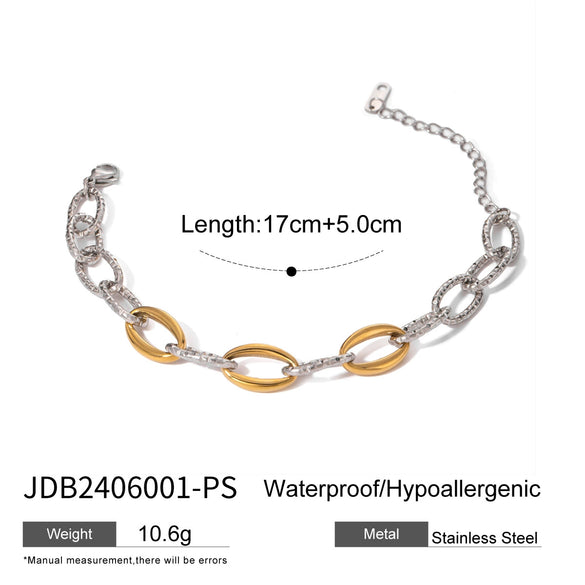 Stainless Steel Geometric Cuban Bracelet For Women With Electroplating Treatment