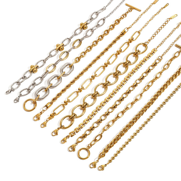Stainless Steel Geometric Cuban Bracelet For Women With Electroplating Treatment