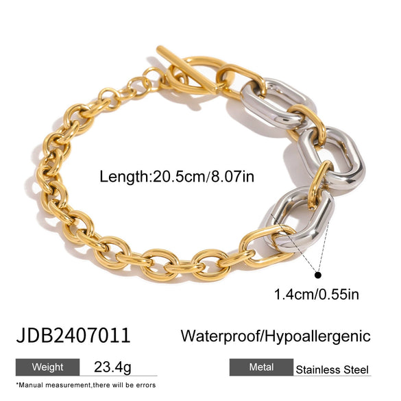 Stainless Steel Geometric Cuban Bracelet For Women With Electroplating Treatment