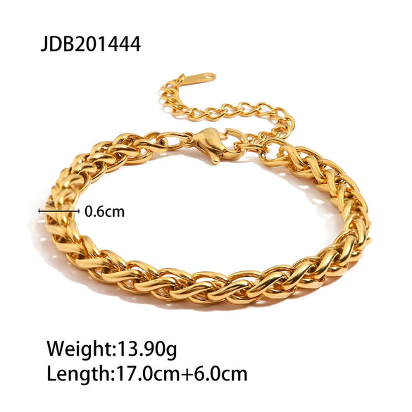 Stainless Steel Geometric Cuban Bracelet For Women With Electroplating