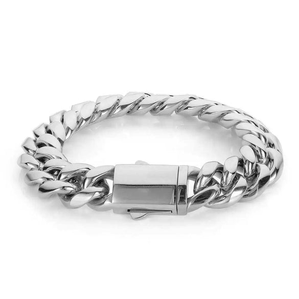 Stainless Steel Geometric Cuban Chain Bracelet With Buckle Electroplated Hip Hop Link Jewelry For Men And Women
