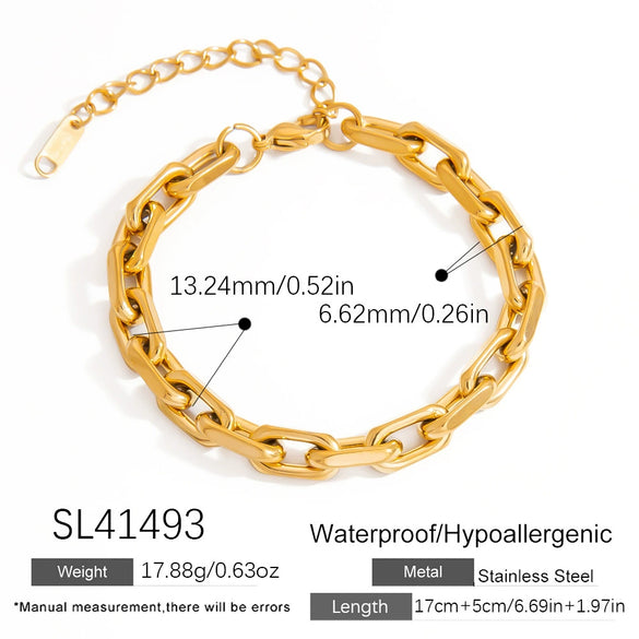 Stainless Steel Geometric Cuban Chain Electroplated Highend Jewelry Women's Bracelet