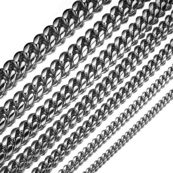 Stainless Steel Geometric Cuban Chain Necklace With Polishing And Electroplating Treatment For Men