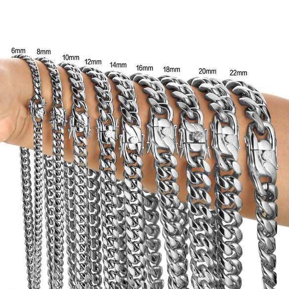 Stainless Steel Geometric Cuban Chain Necklace With Polishing And Electroplating Treatment For Men