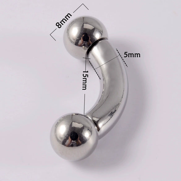 Stainless Steel Geometric Curved Rod Inner Tooth Ear Enlarged Earrings For Body Puncture