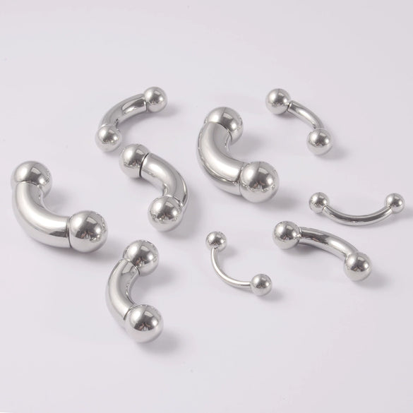 Stainless Steel Geometric Curved Rod Inner Tooth Ear Enlarged Earrings For Body Puncture