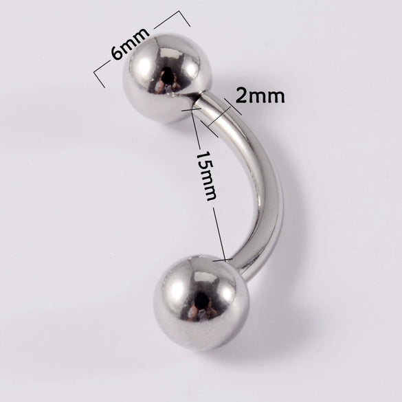 Stainless Steel Geometric Curved Rod Inner Tooth Ear Enlarged Earrings For Body Puncture